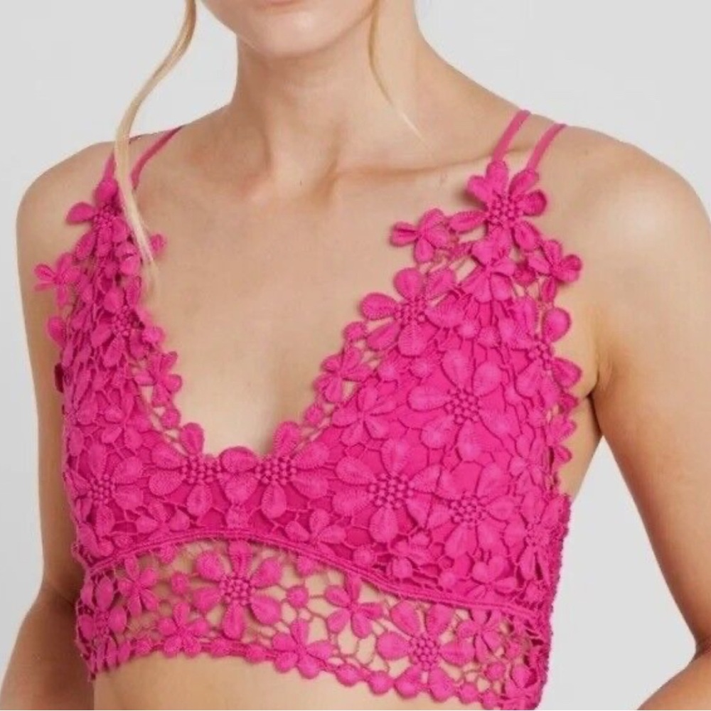 Free People Miss Dazie Crochet Lace Bralette Dark Pink